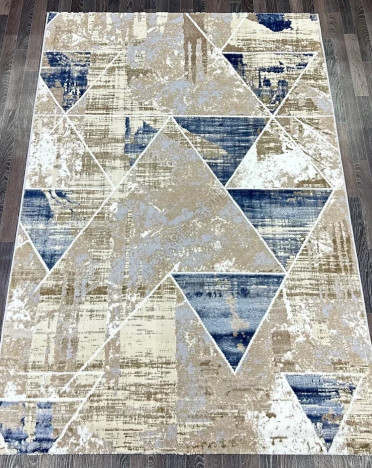 Ковер турецкий D067A Semnan (Полиэстер хит-сет, бежевый, синий)